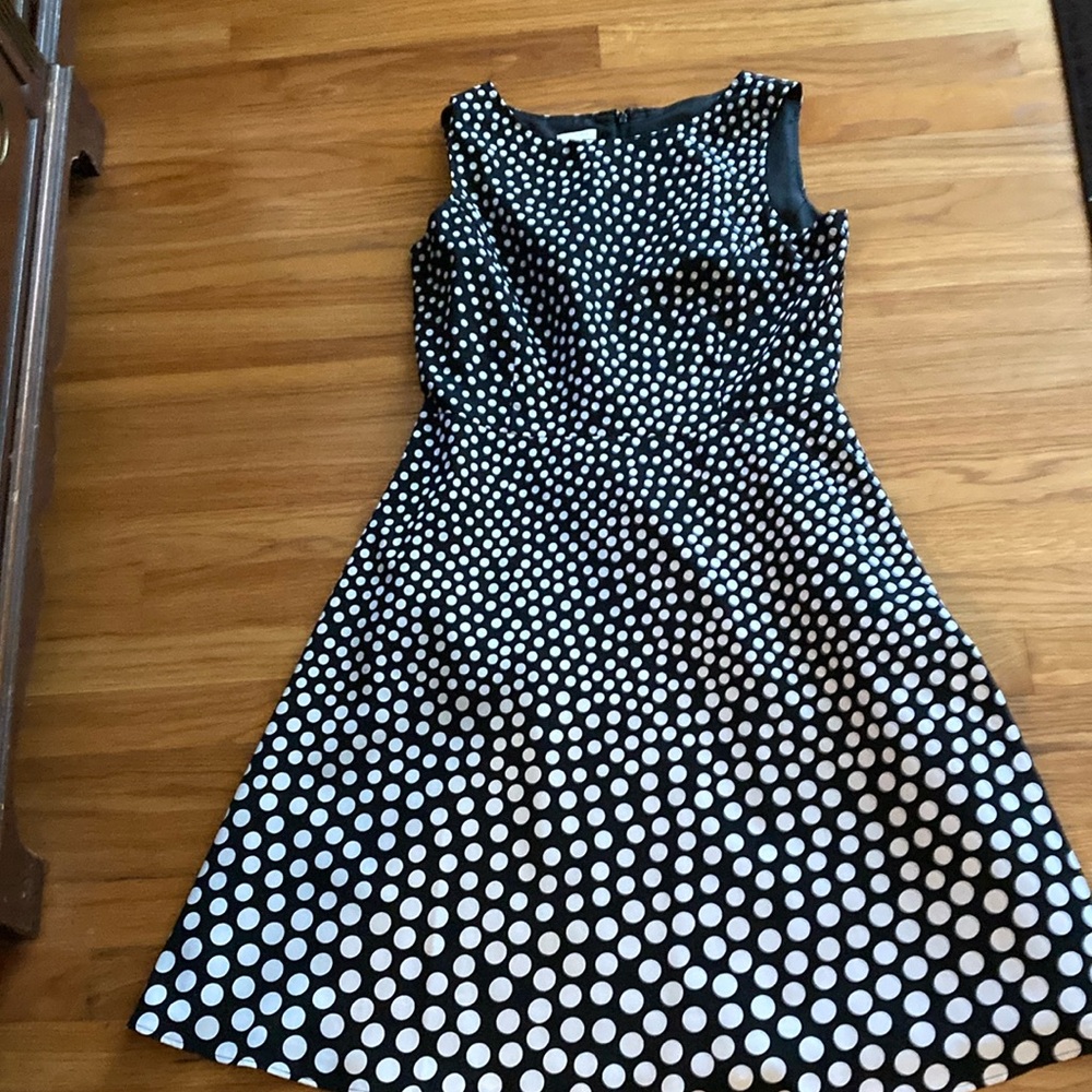 Talbots Black and White A-Line Midi Dress Scoop Neck Sleeveless